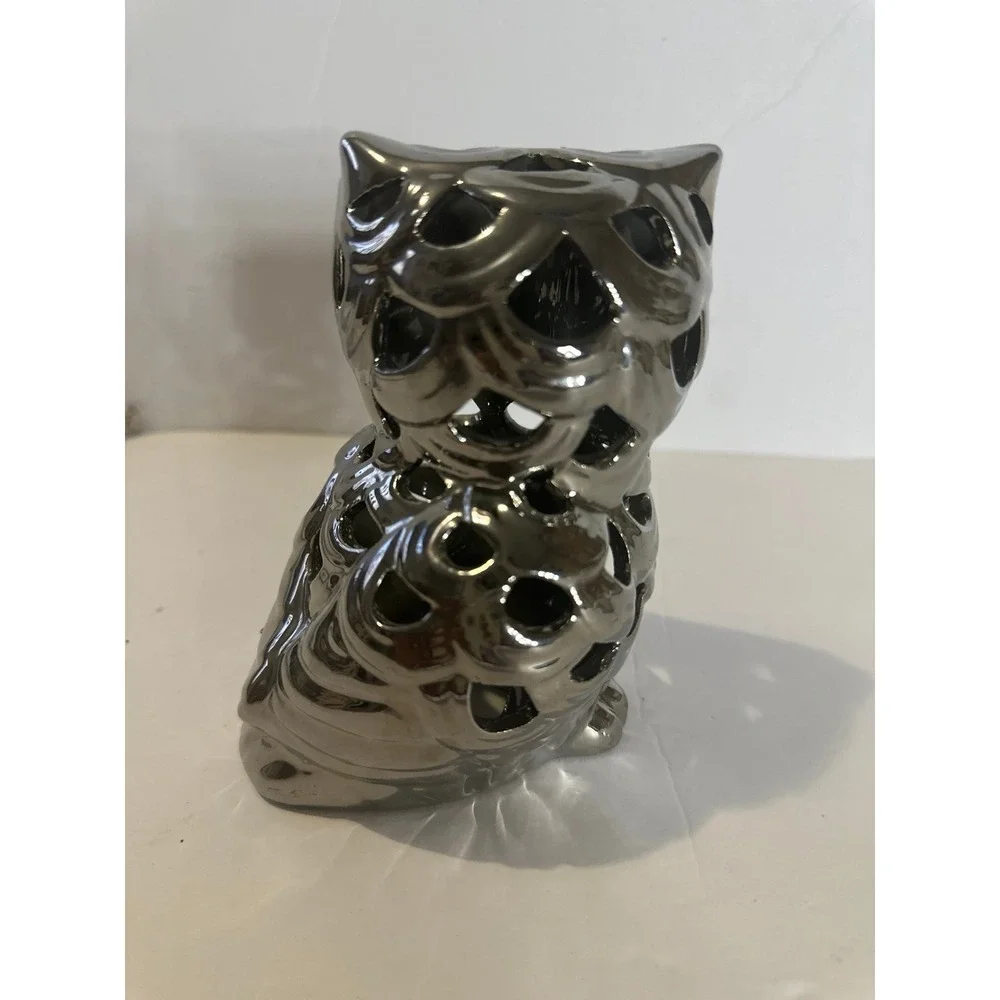 Owl‎ Floral Container Tea light holder 5 inches tall White Cute 99intl